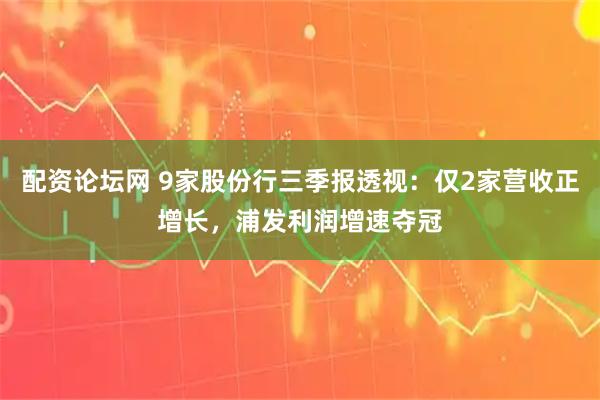 配资论坛网 9家股份行三季报透视：仅2家营收正增长，浦发利润增速夺冠