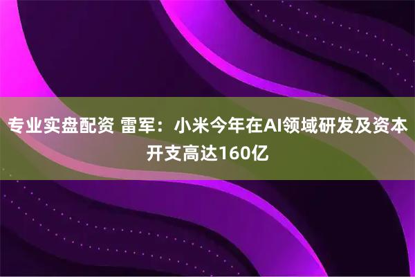 专业实盘配资 雷军：小米今年在AI领域研发及资本开支高达160亿